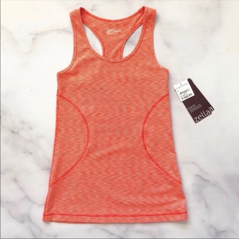 Zella‎ Orange Striped Racer Racerback Tank Top - Picture 2 of 7